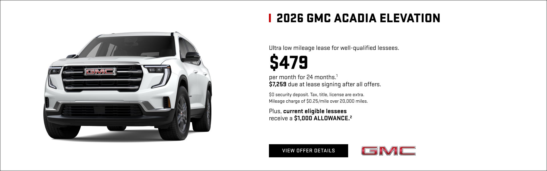 Ultra low mileage lease for well-qualified lessees.

$479 per month for 24 months.1 

$7,259 due ...